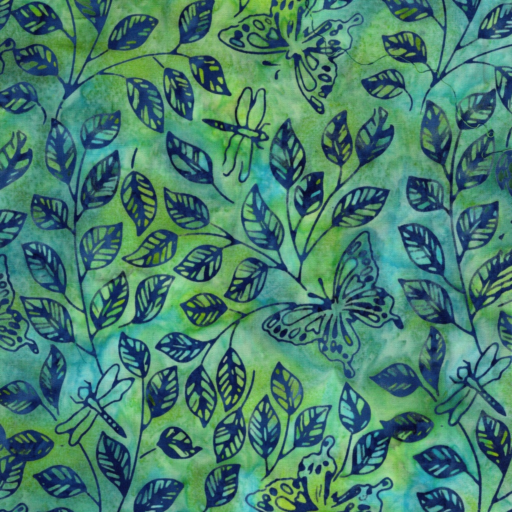 [112507840] 112507840 / Butterfly Dragonfly Leaves-Multi Blue Green Marbles
