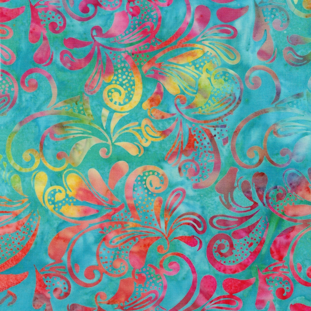 112510851 / Lg Paisley Swirl-Multi Turquoise Green