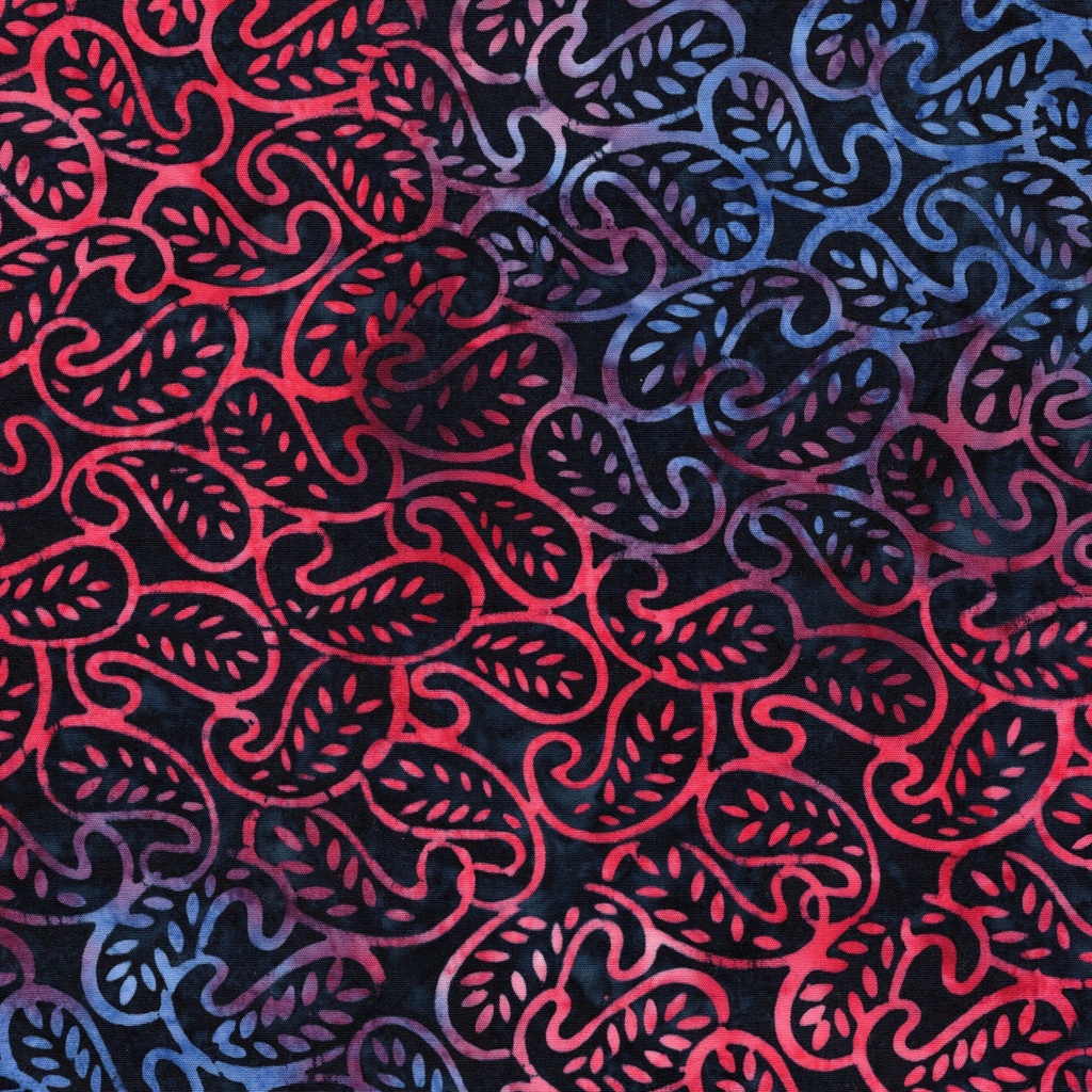 112513819 / Mini Leaf Paisley-Multi Red White blue