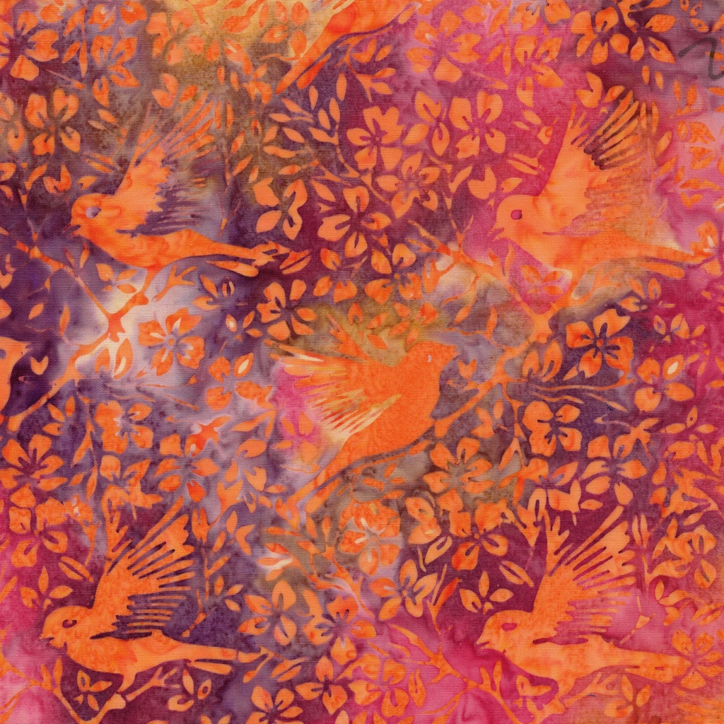 [112601816] 112601816 / Birds in Branches-Multi Pink Purple Orange