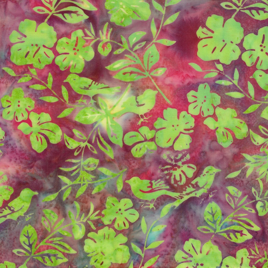 [112606320] 112606320 / Flowers Leaves and Birds--Red Salmon