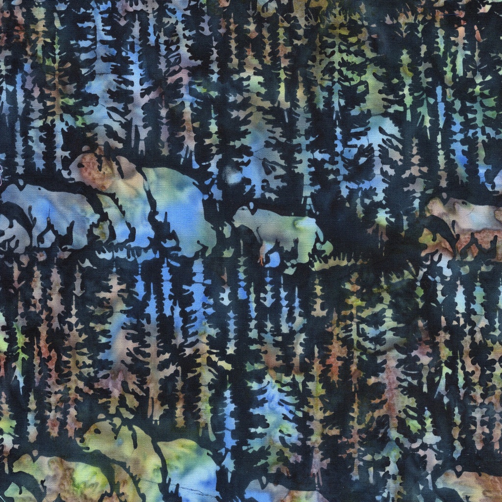 112611595 / Bears and Fir Trees-Blue Midnight Blue