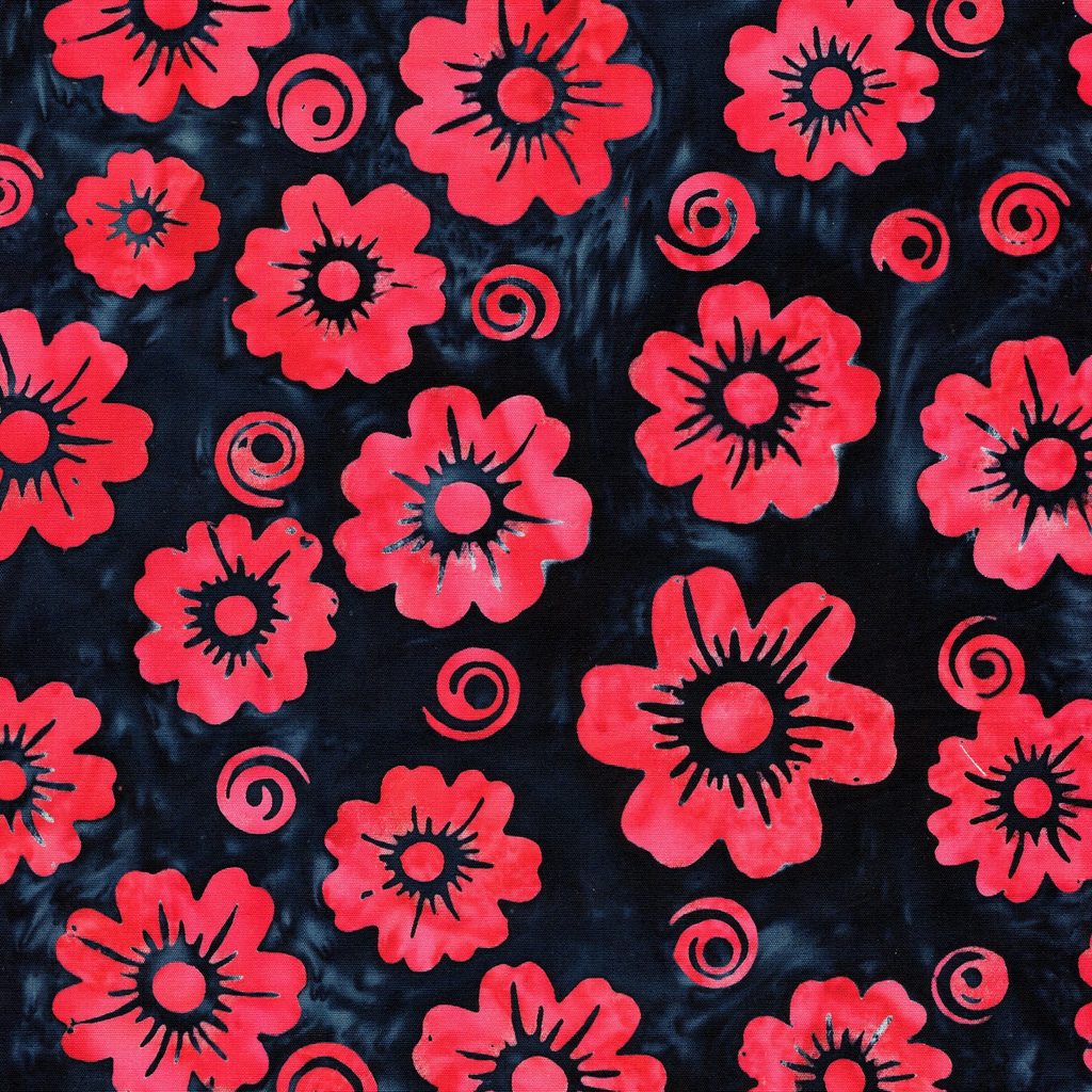 112657595 / Floral with Swirls-Blue Midnight Blue