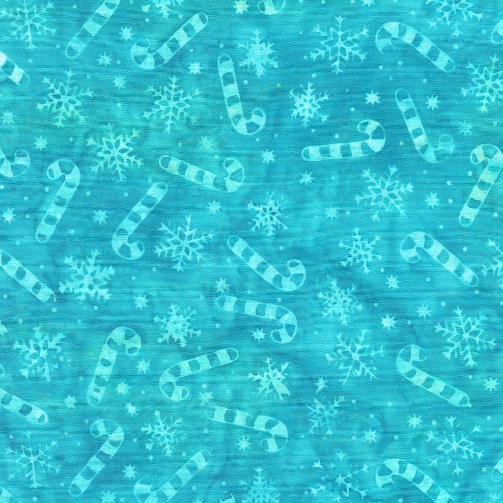 122405940 / Candy Cane Snowflakes-Teal Surf