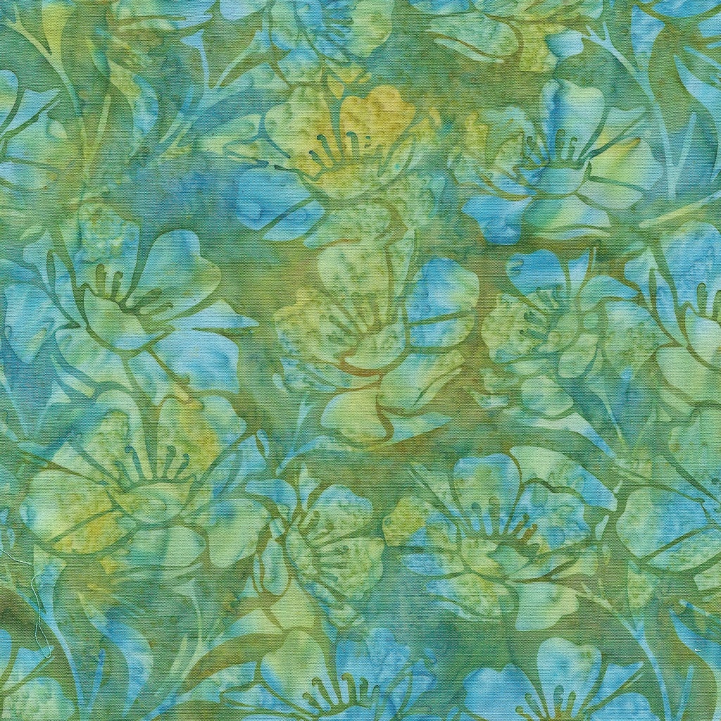 [122435840] 122435840 / Large Floral-Multi Blue Green Marbles