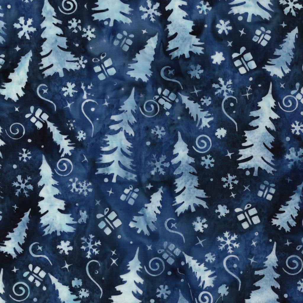 [122507565] 122507565 / Trees and Presents Blue Denim