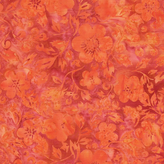 122519282 / Flowers and Leaves Orange Vermillion