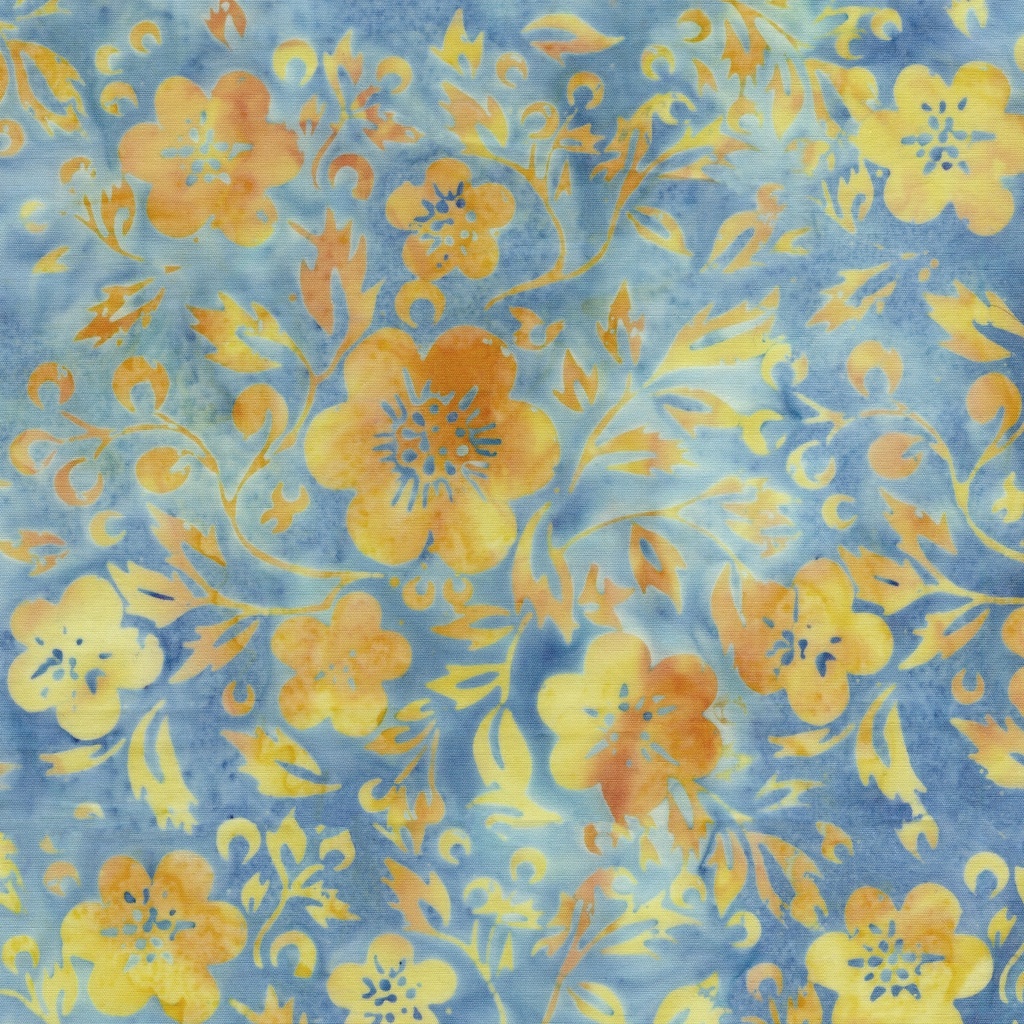 122519595 / Flowers and Leaves Blue Midnight Blue