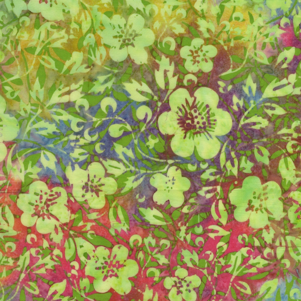 [122519804] 122519804 / Flowers and Leaves Multi Blue Yellow Red Green