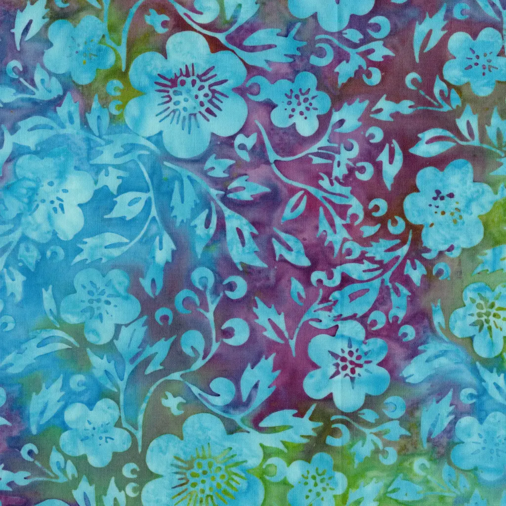 [122519850] 122519850 / Flowers and Leaves Multi Purple Green Flourite