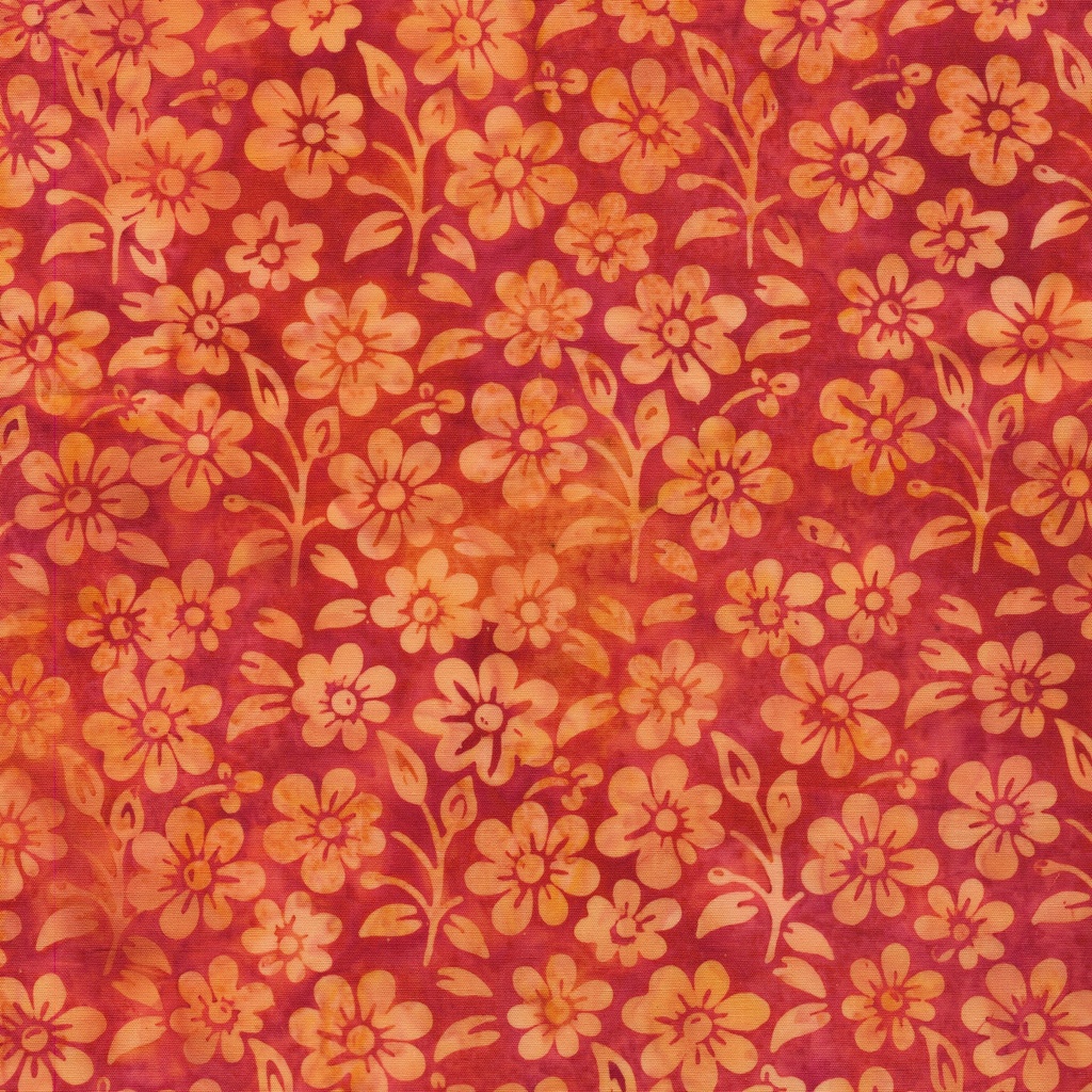 122520285 / Small Flowers and Leaves Orange Flame