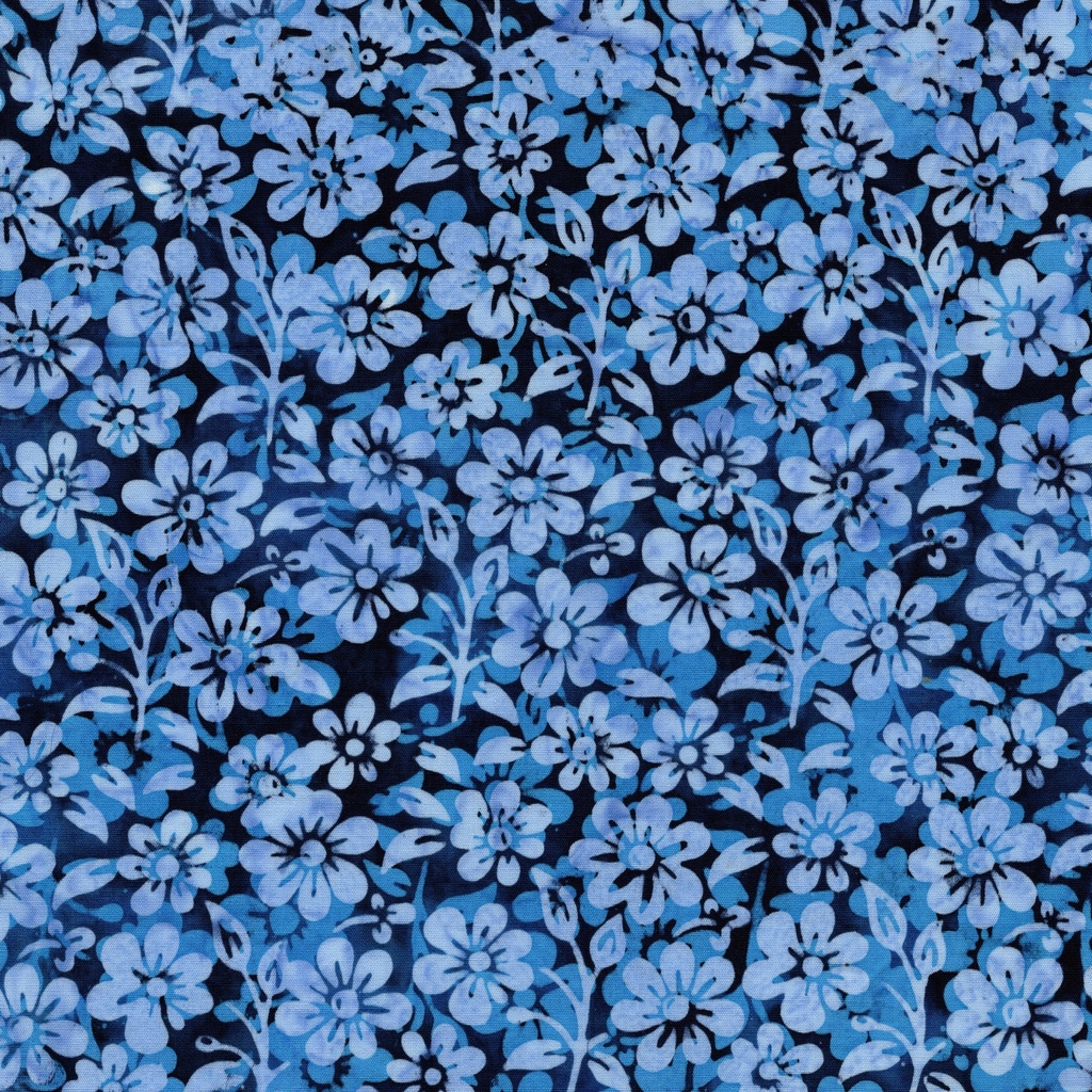 122520590 / Small Flowers and Leaves Blue Storm