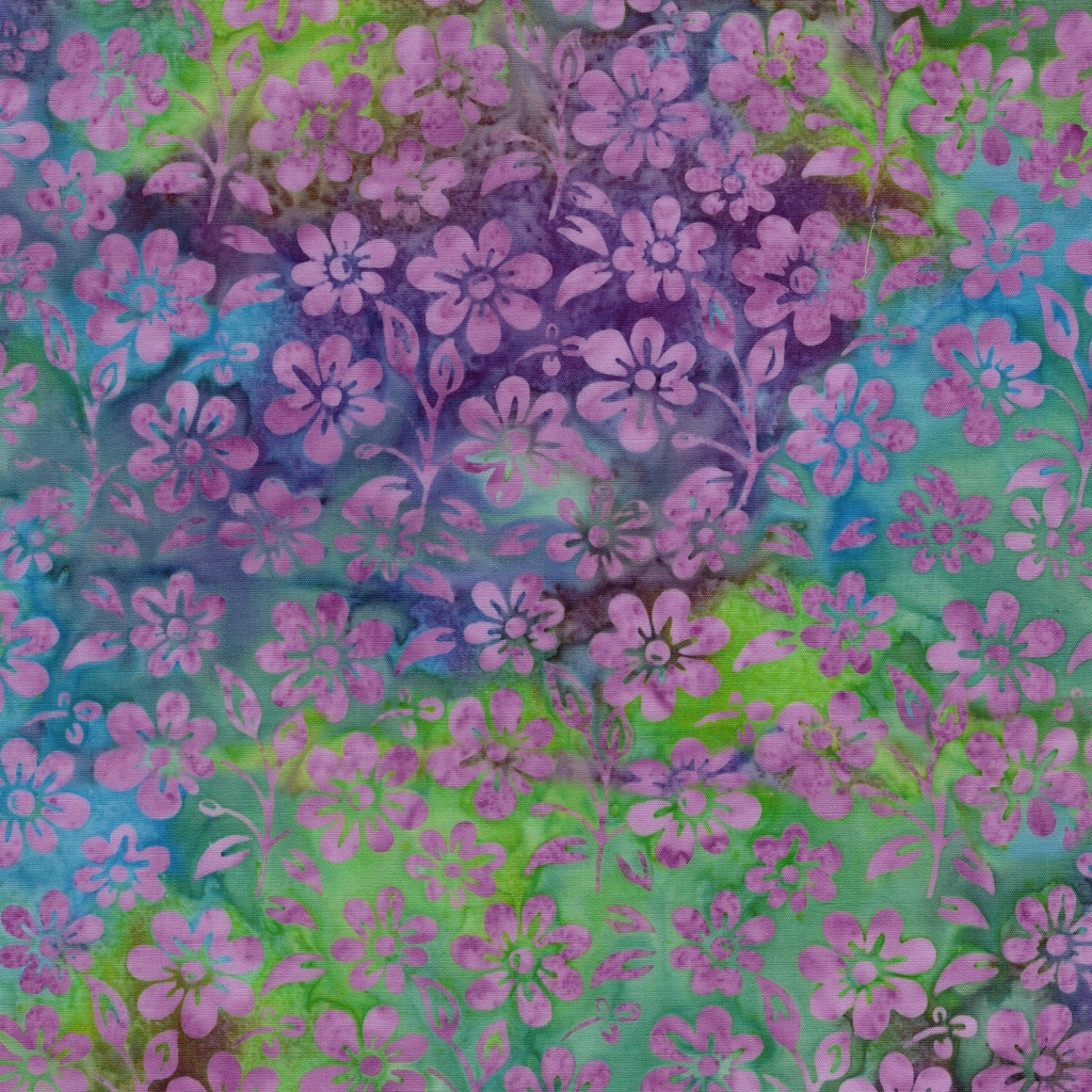 [122520851] 122520851 / Small Flowers and Leaves Multi Turquoise Green