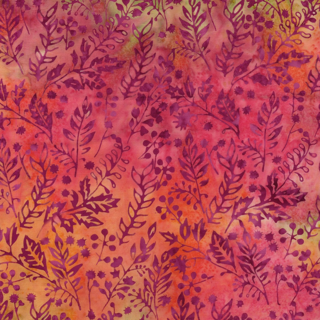 [122522810] 122522810 / Vines Leaves and Berries Multi Pink Orange Sunset