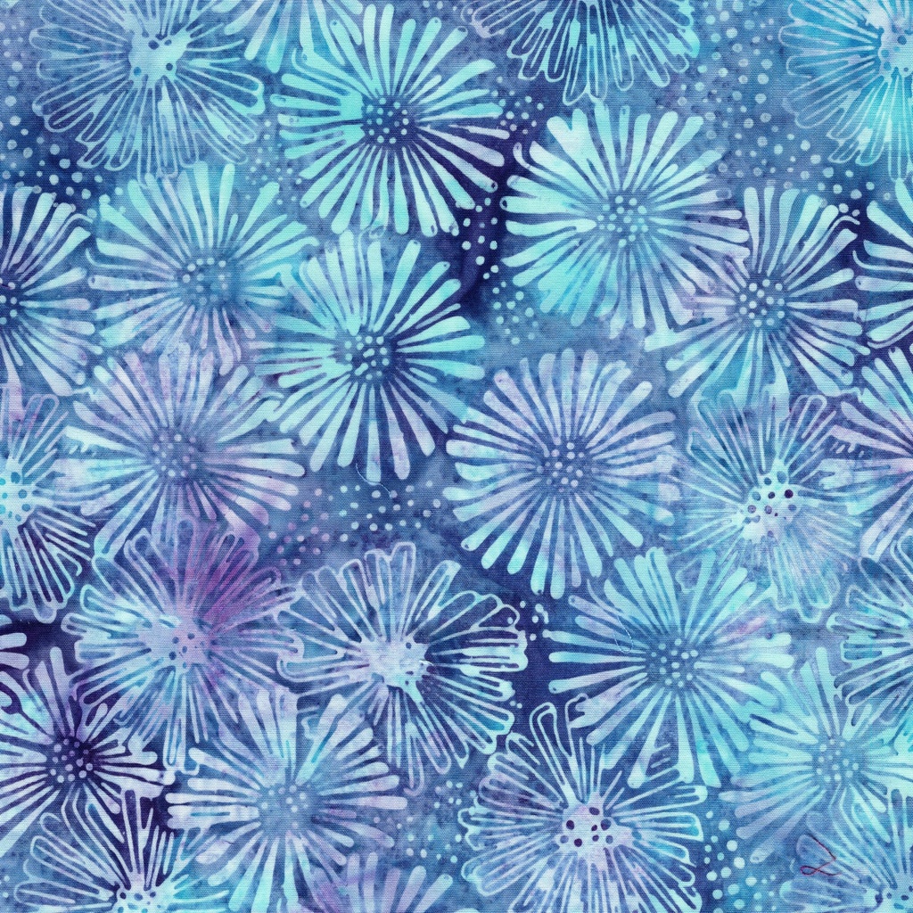 [122531802] 122531802 / Large Daisies and Dots Multi Purple Teal Blue