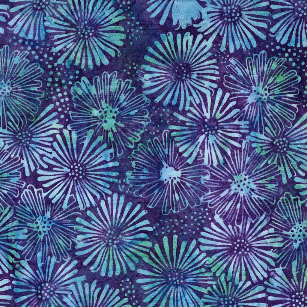 122531828 / Large Daisies and Dots Multi Blue Purple