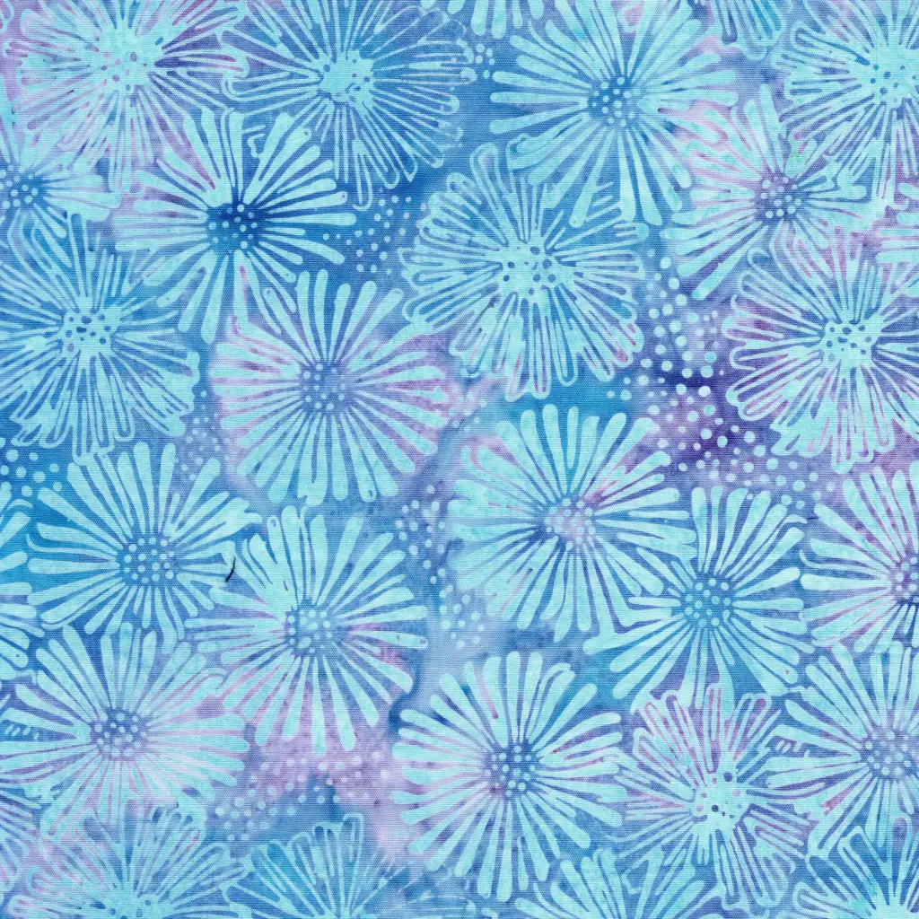 [122531829] 122531829 / Large Daisies and Dots Multi Blue Turquoise Purple