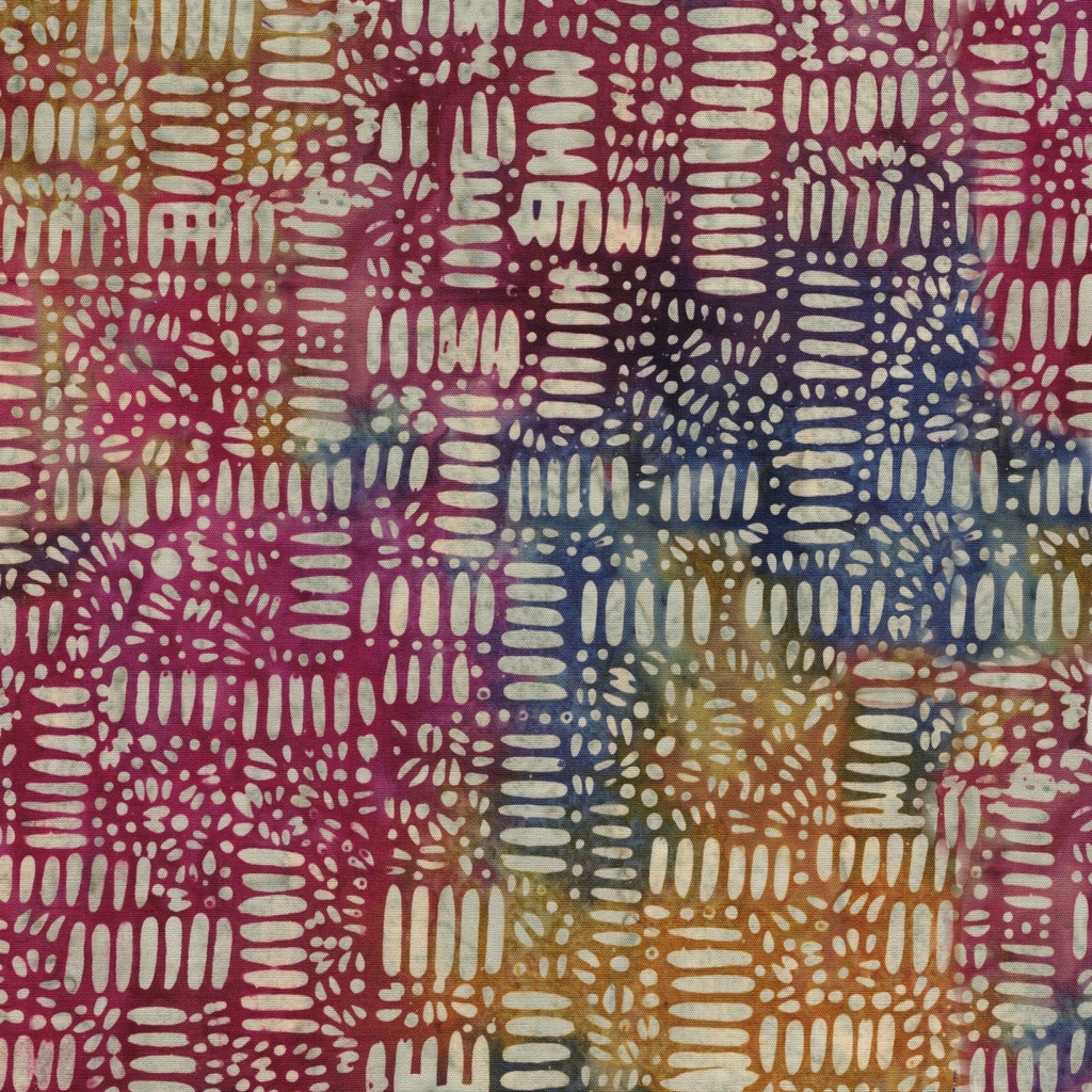 [222502817] 222502817 / Circle Squares Multi Red Blue Dusty