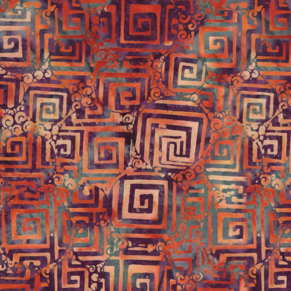 [222504817] 222504817 / Circle Maze Multi Red Blue Dusty