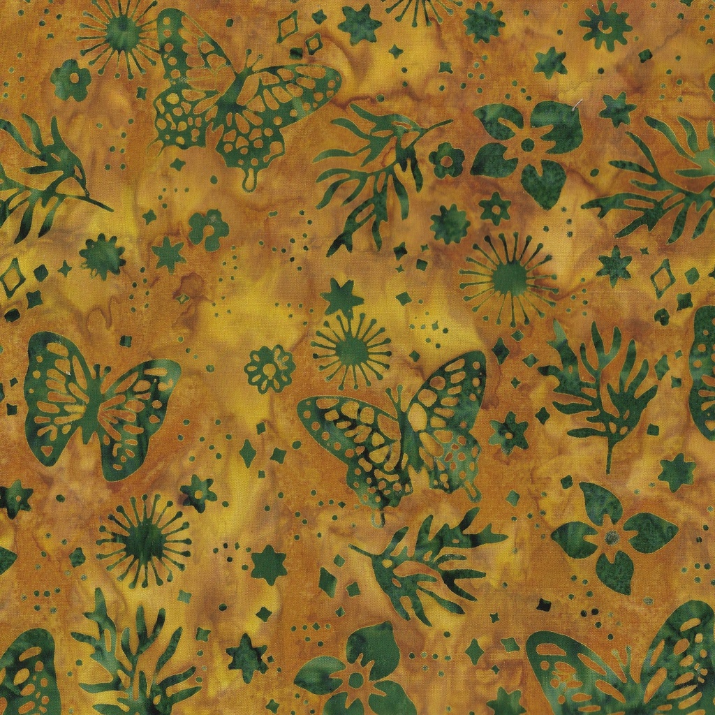 [712401267] 712401267 / Butterfly Floral-Gold Ochre