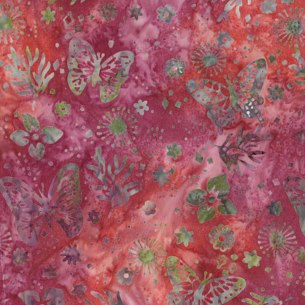 712401873 / Butterfly Floral-Multi Red Pink