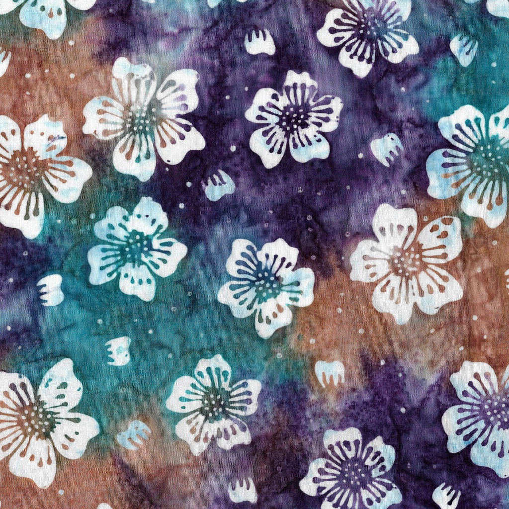 712409881 / Medium Floral-Multi Teal Purple Rust