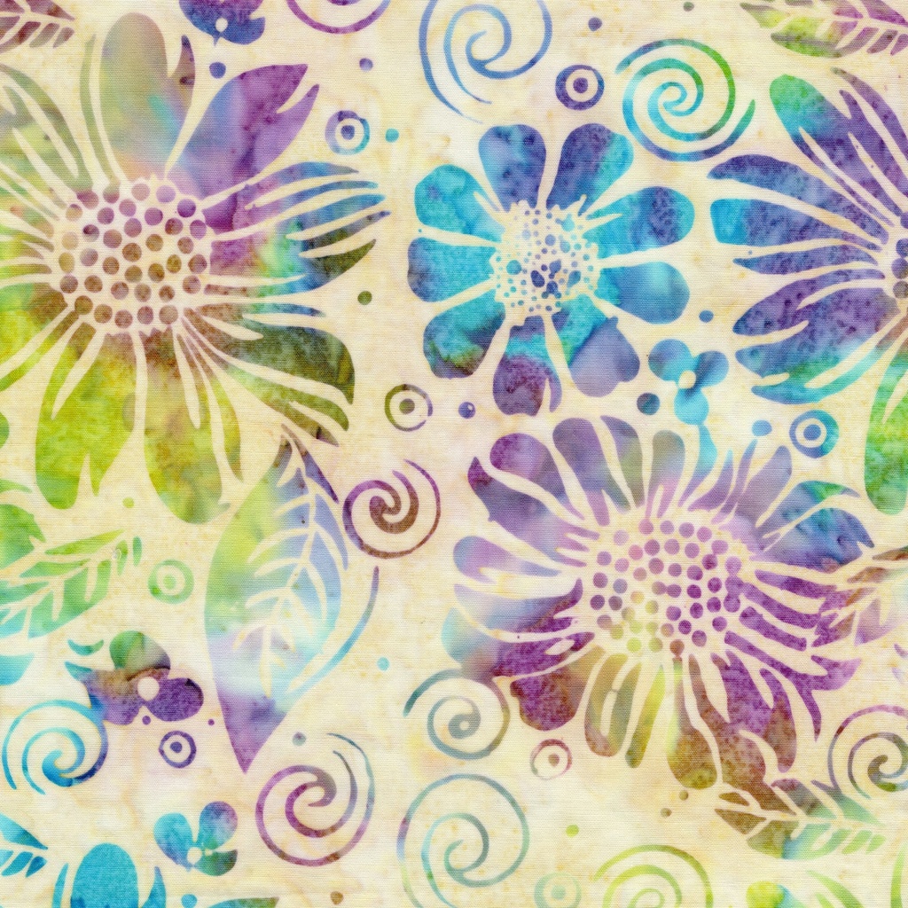 [712522850] 712522850 / Large Floral-Multi Purple Green Flourite