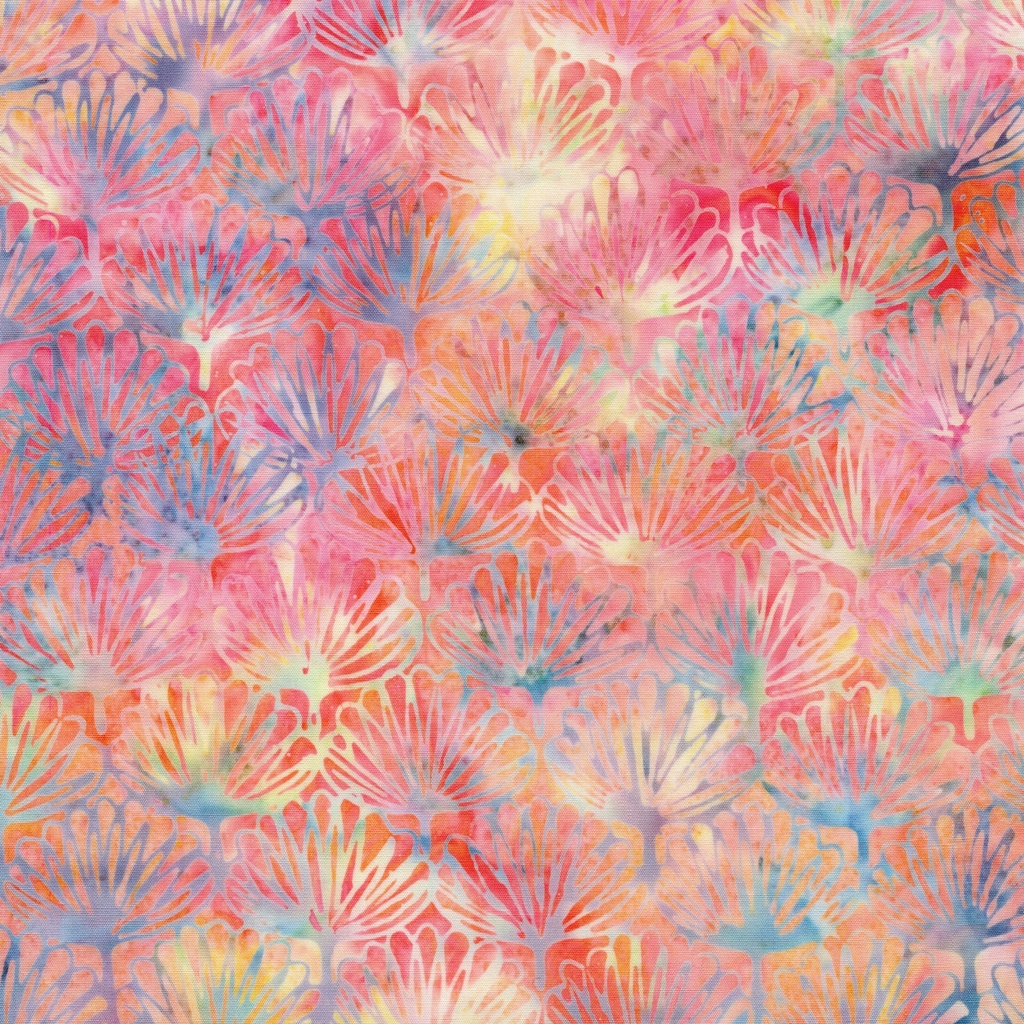 712527800 / Floral Fan -Multi Pink Yellow Blue Moonstone