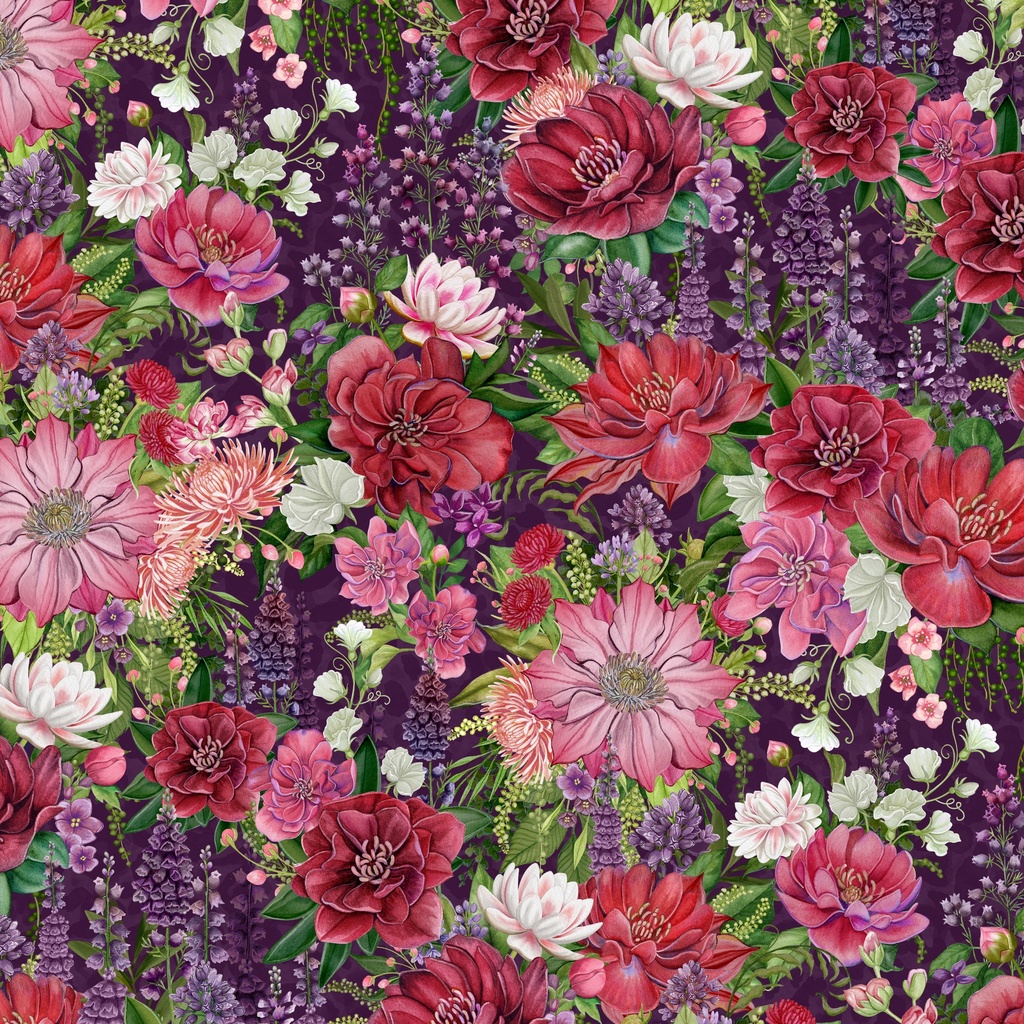 W100-004-414 / Packed Floral-Purple