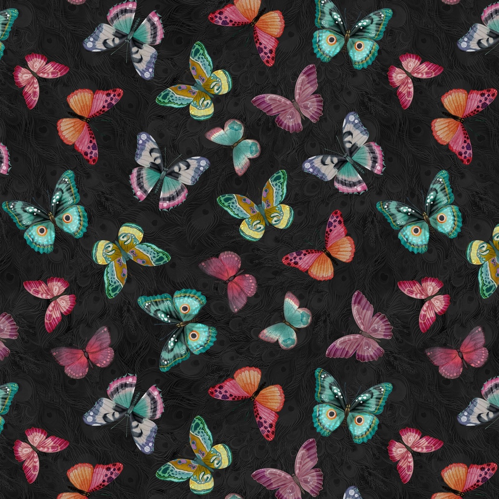 [W100-007-792] W100-007-792 / Butterflies-Black