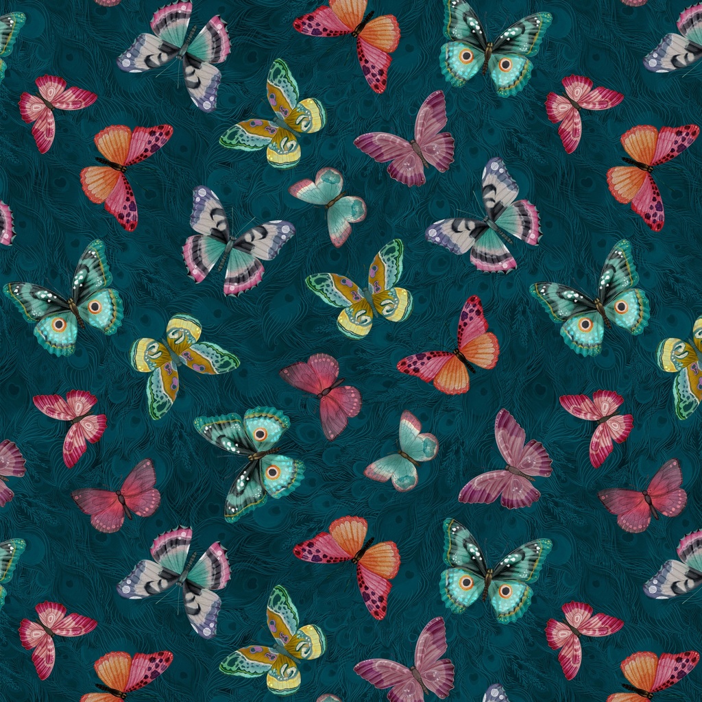W100-007-992 / Butterflies-Teal