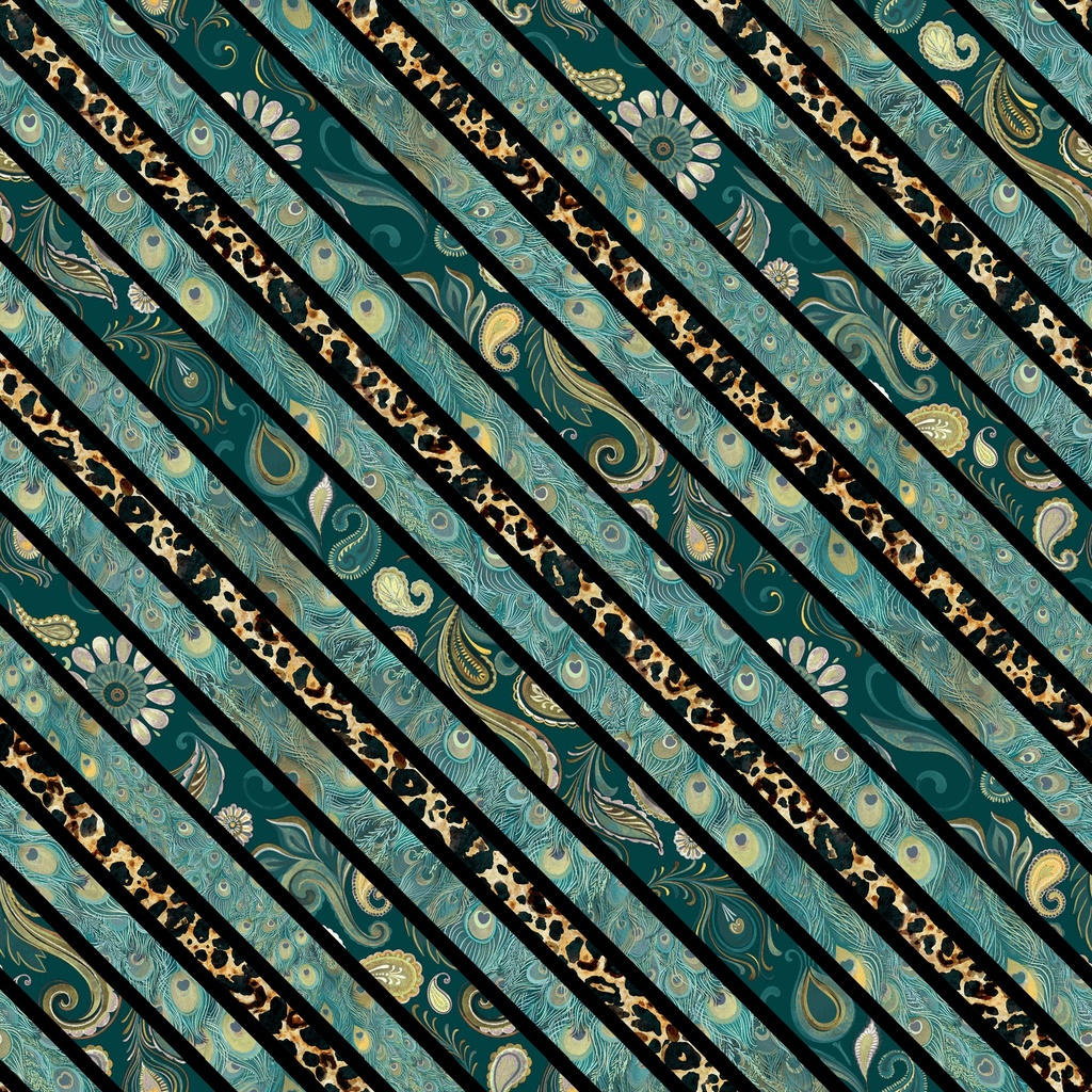 W100-009-970 / Diagonal Stripe-Teal