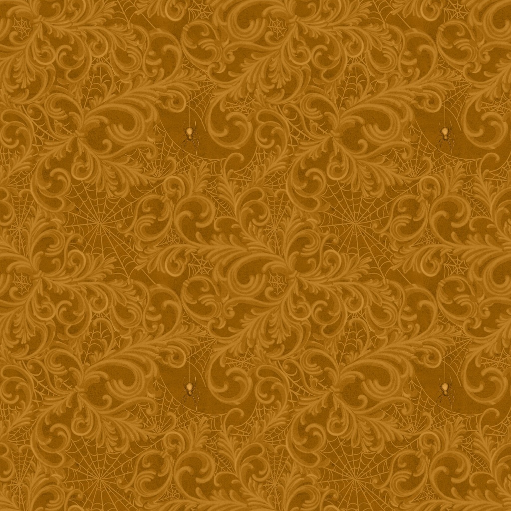 W100-022-282 / Scrolls and Webs - Dark Pumpkin