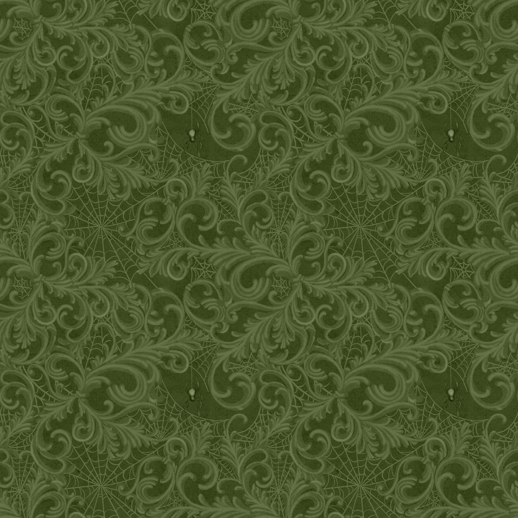 [W100-022-670] W100-022-670 / Scrolls and Webs - Dark Sage