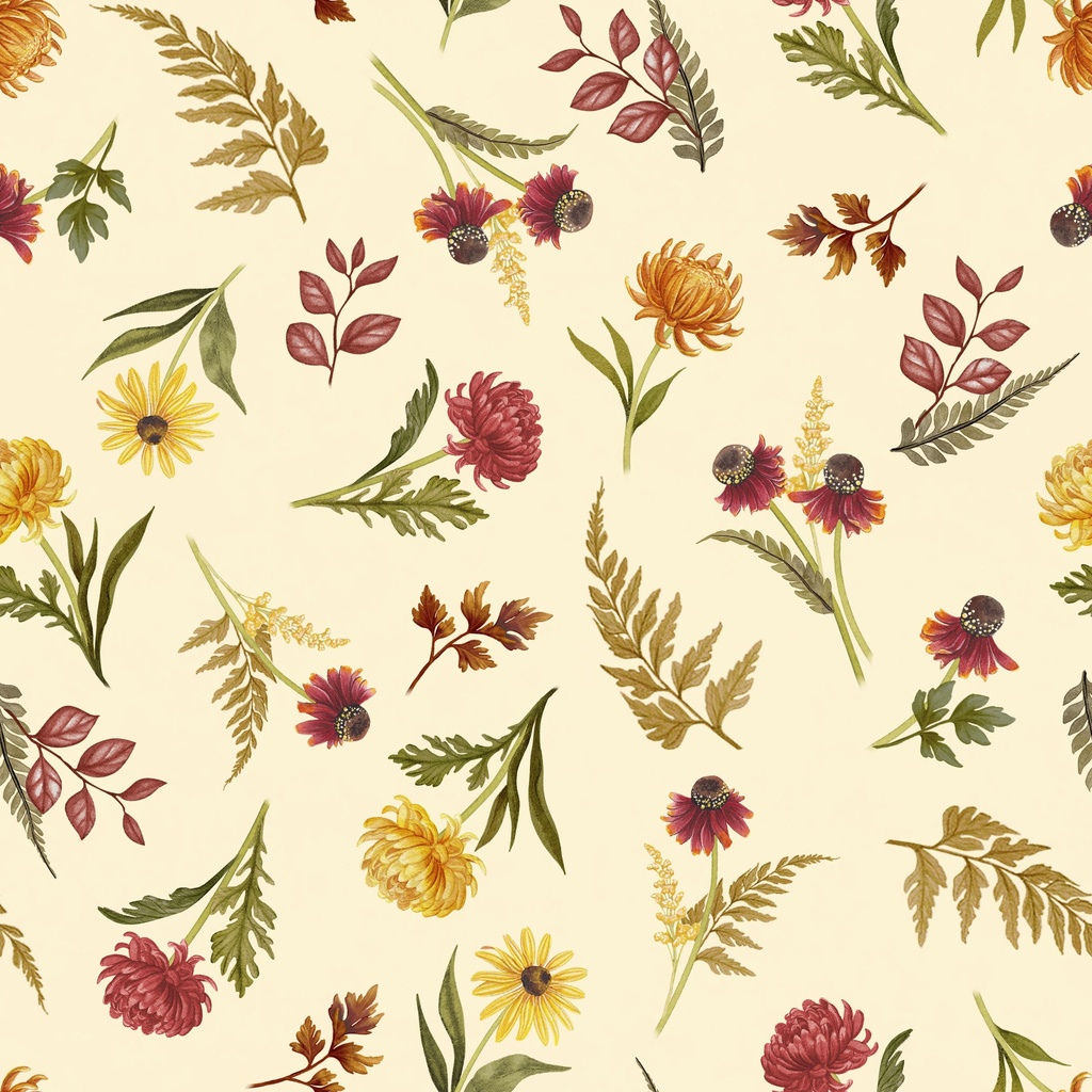 [W100-028-023] W100-028-023 / Floral Toss-Cream