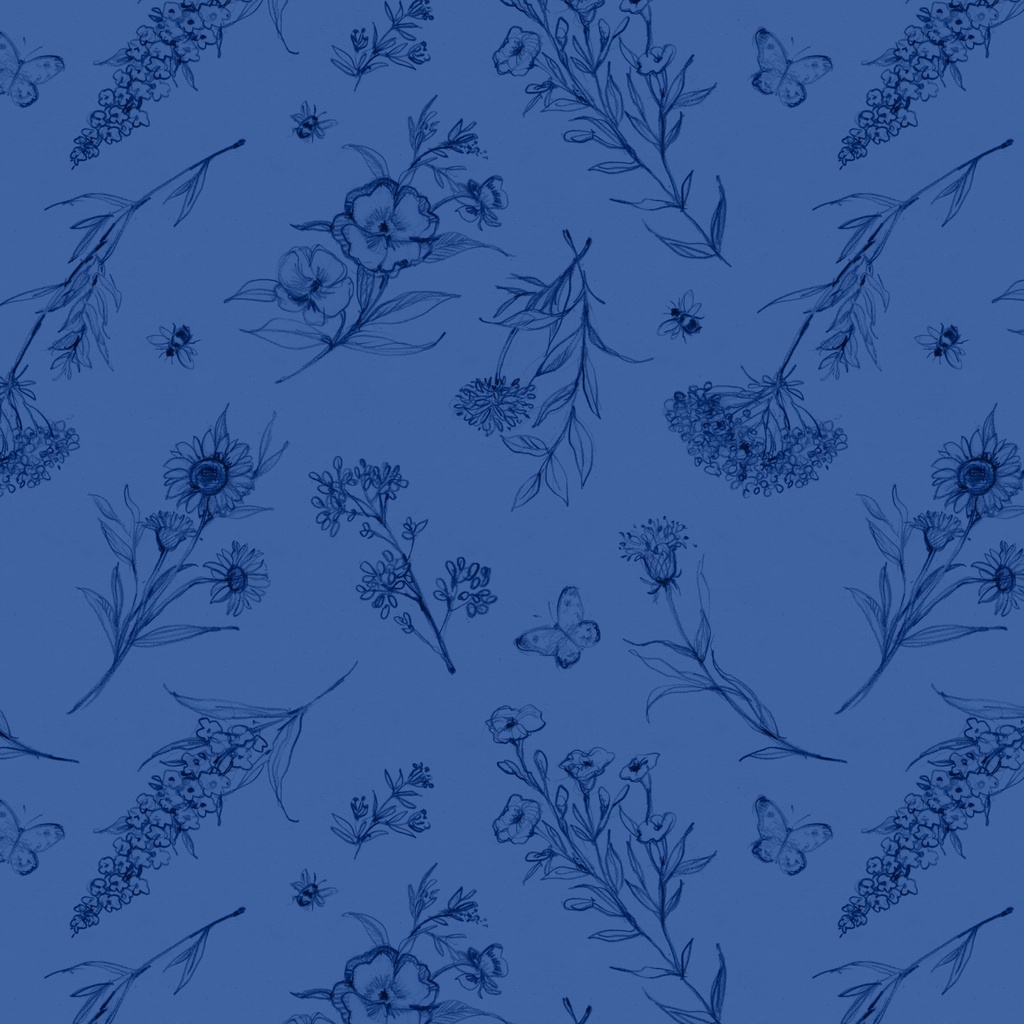 [W105-005-555] W105-005-555 / Wildflowers-Dk Blue