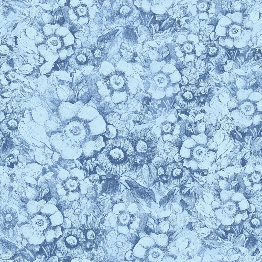 [W105-015-555] W105-015-555 / Packed Floral-Blue