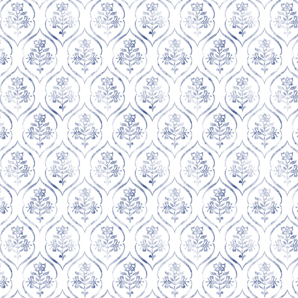 [W105-017-055] W105-017-055 / Floral Stamp-Blue