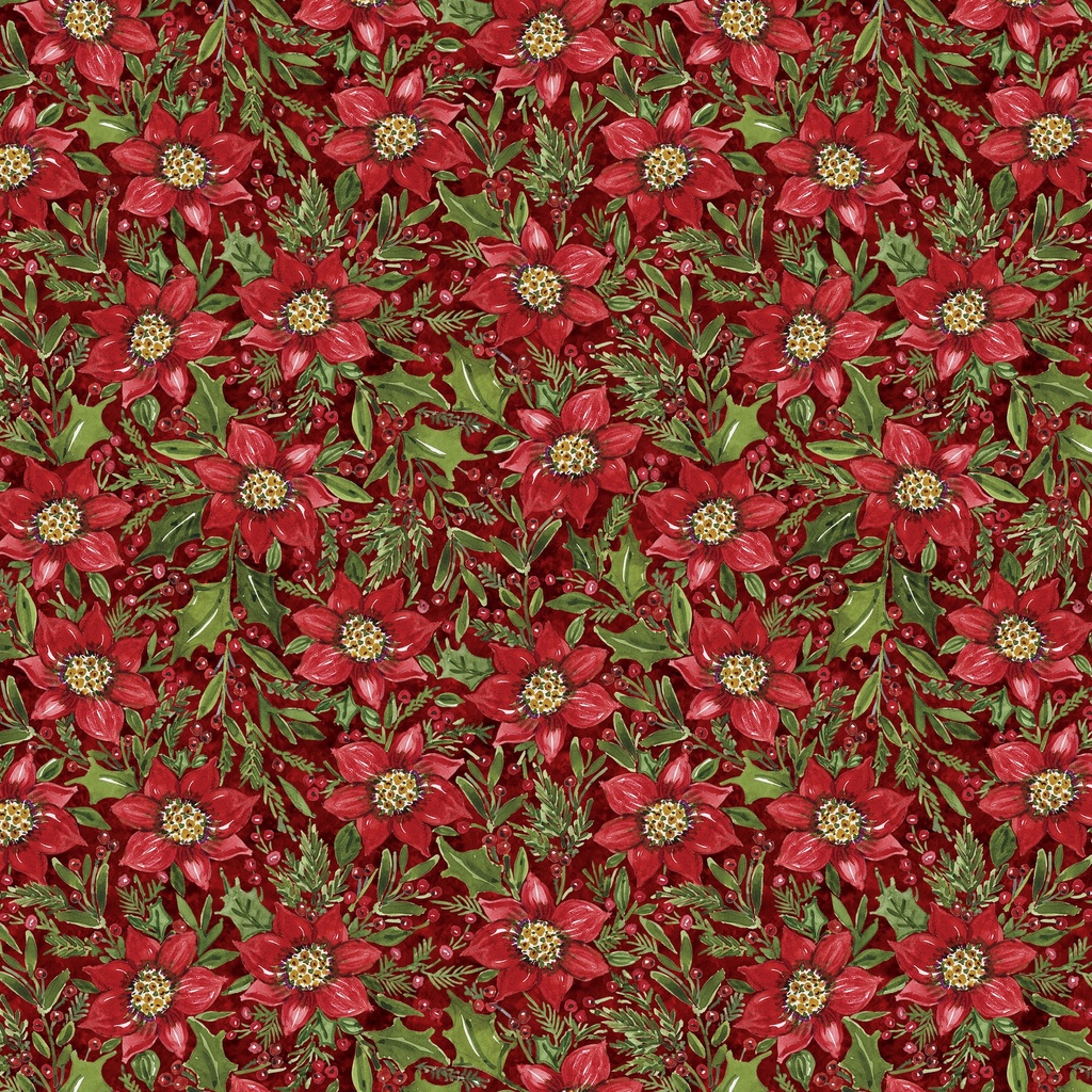 [W105-034-336] W105-034-336 / Poinsettia and Holly-Red