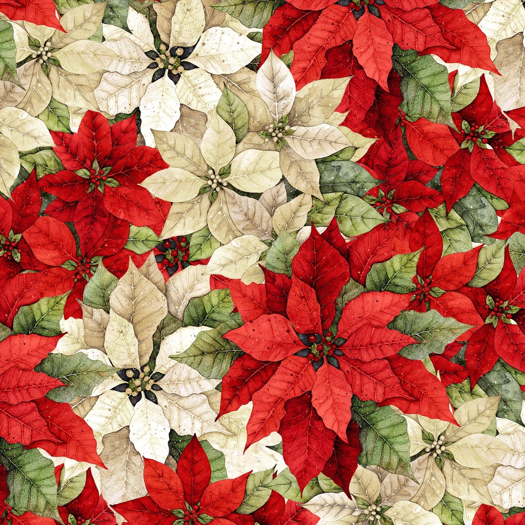 [W110-006-306] W110-006-306 / Packed Poinsettia-Cream/Red