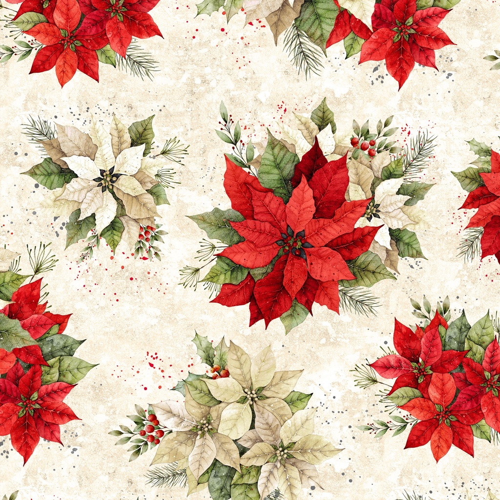 [W110-007-030] W110-007-030 / Poinsettia Bouquets-Cream