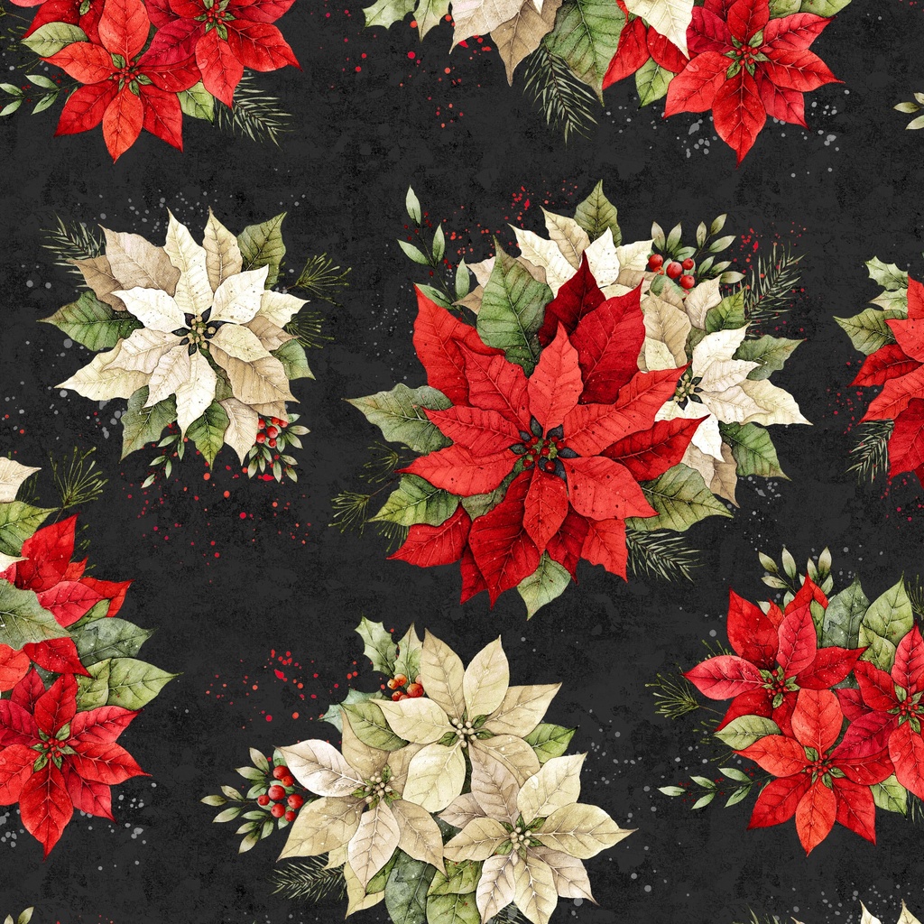 [W110-007-730] W110-007-730 / Poinsettia Bouquets-Black
