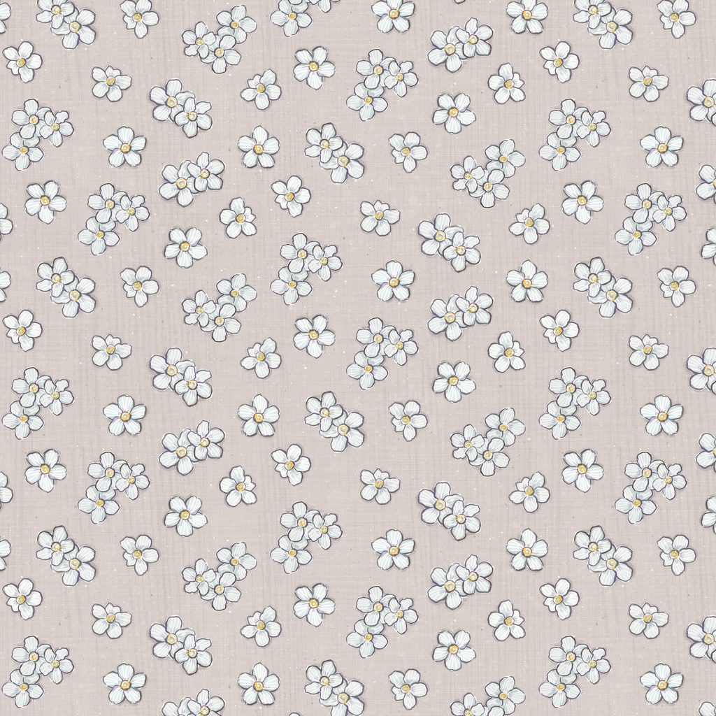 [W115-007-705] W115-007-705 / White Floral Toss-Lt Gray