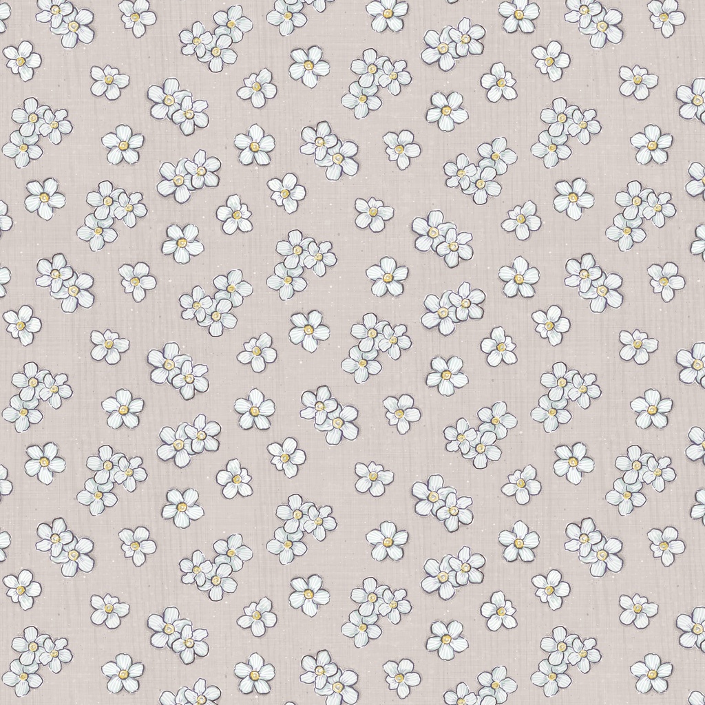 W115-007-705 / White Floral Toss-Lt Gray