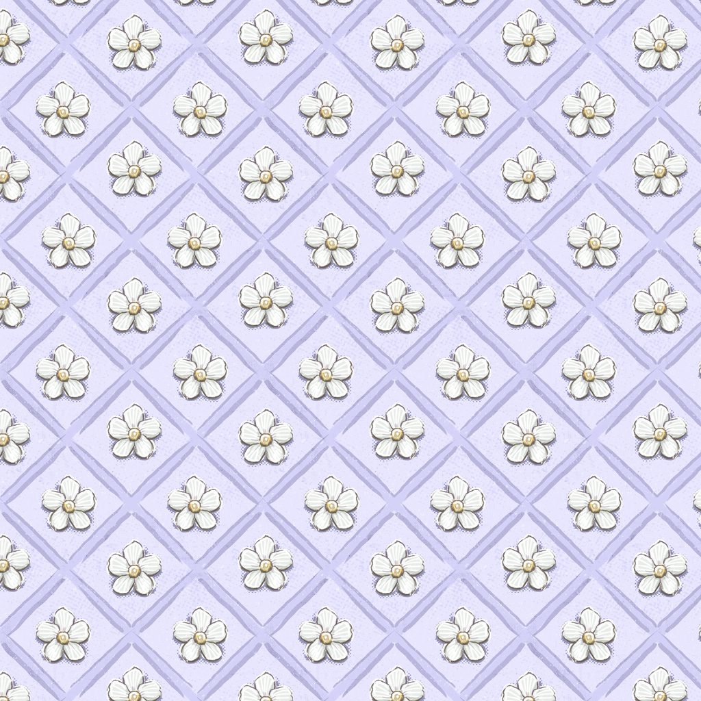 [W115-011-440] W115-011-440 / Floral Grid-Purple