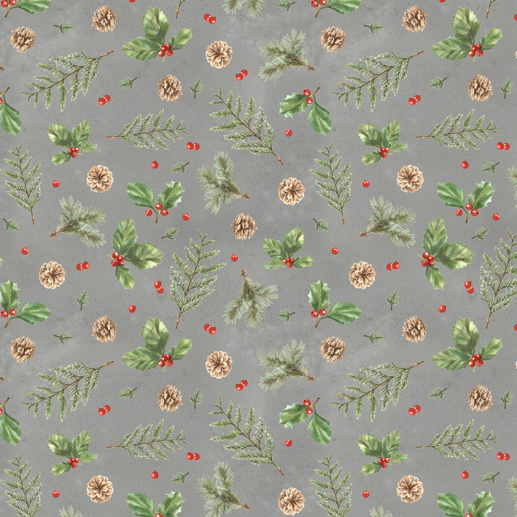 [W120-007-763] W120-007-763 / Holly & Pine-Gray
