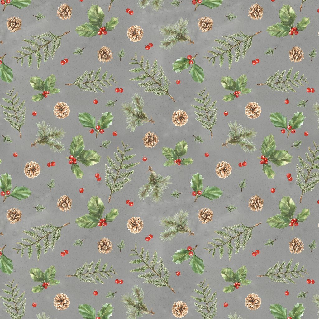 [W120-007-763] W120-007-763 / Holly & Pine-Gray