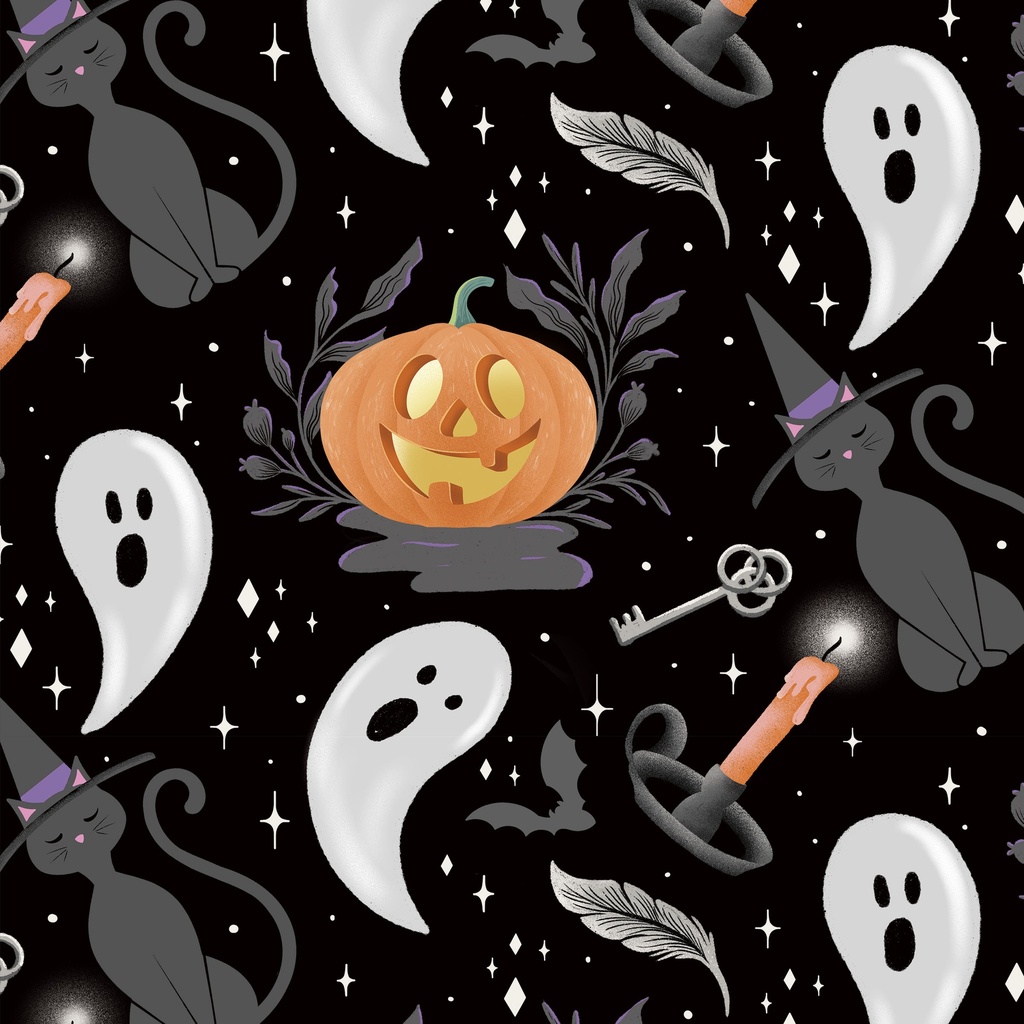 [W125-003-772] W125-003-772 / Halloween Icons - Black