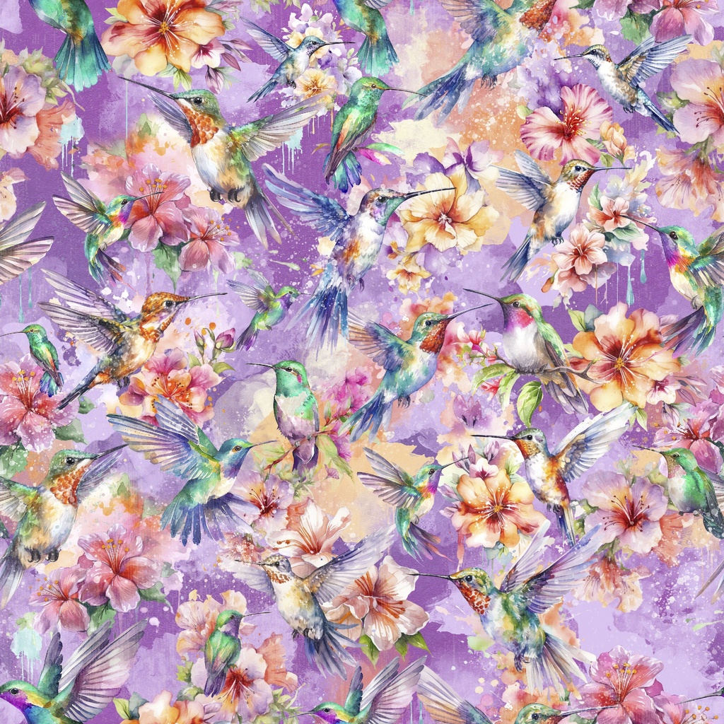 [W130-006-459] W130-006-459 / Happy Hummingbirds-Purple