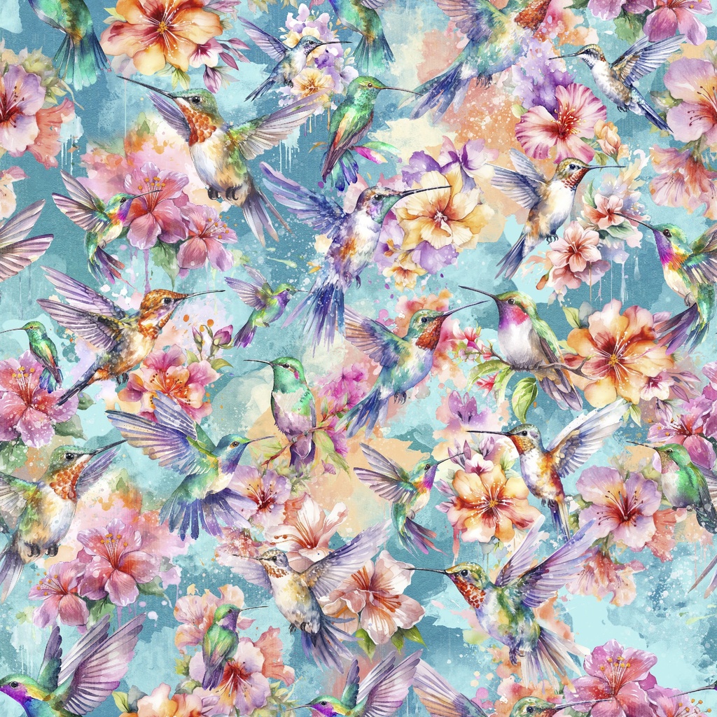 [W130-006-559] W130-006-559 / Happy Hummingbirds-Blue